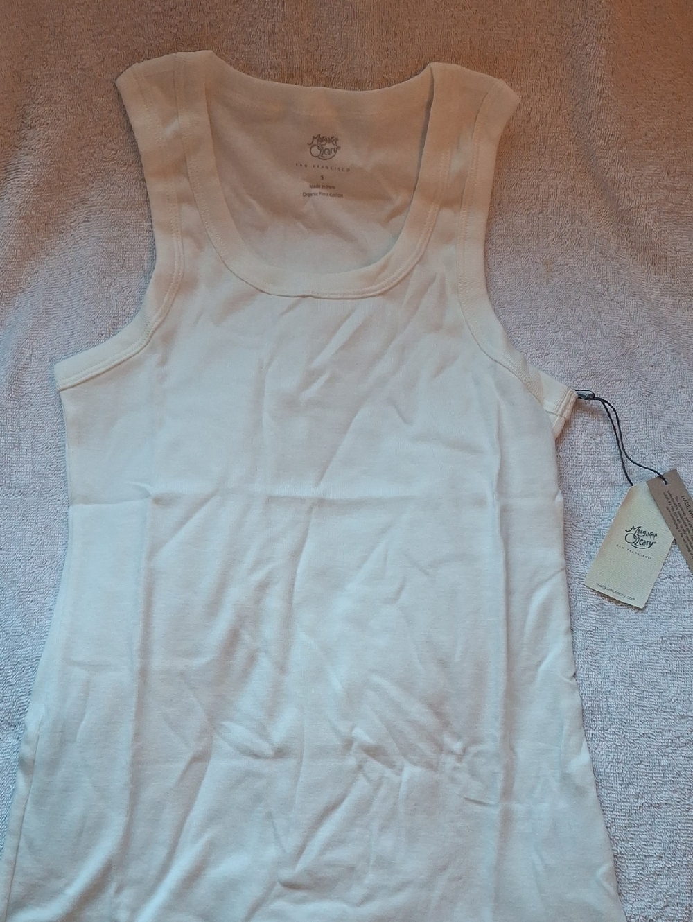 Margaret O'Leary White Scoop Tank Sz S NWT In Package Pima Cotton